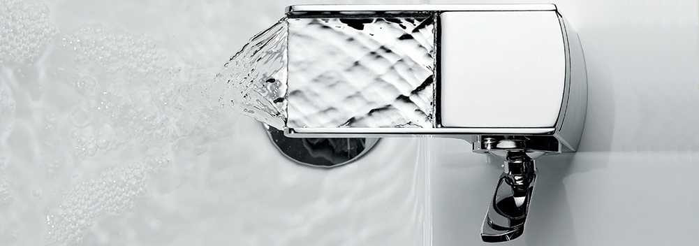 Top down view of Flova Cascade waterfall basin mixer