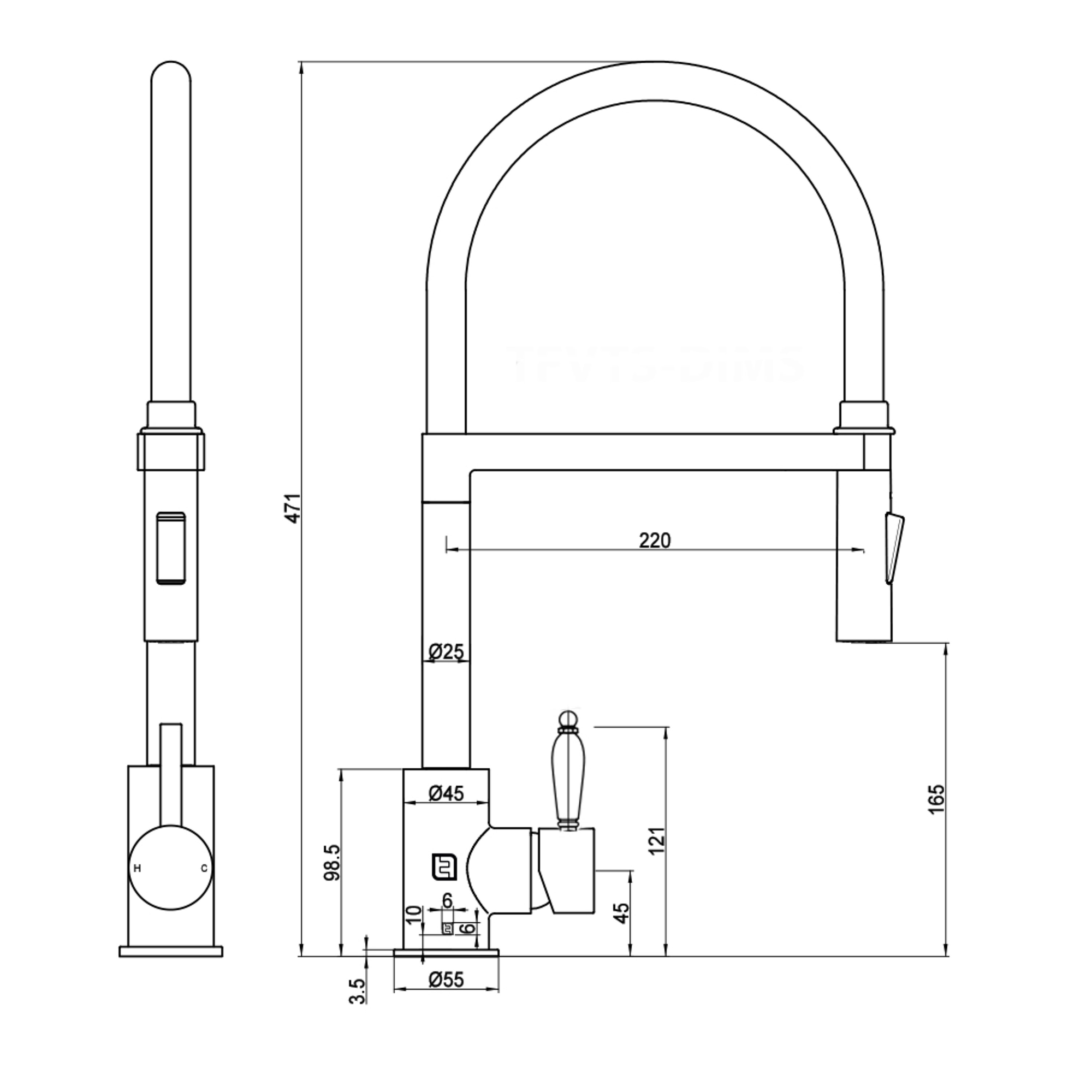 The Tap Factory Vibrance Shaker Mono Pull Out Spray Kitchen Mixer Tap