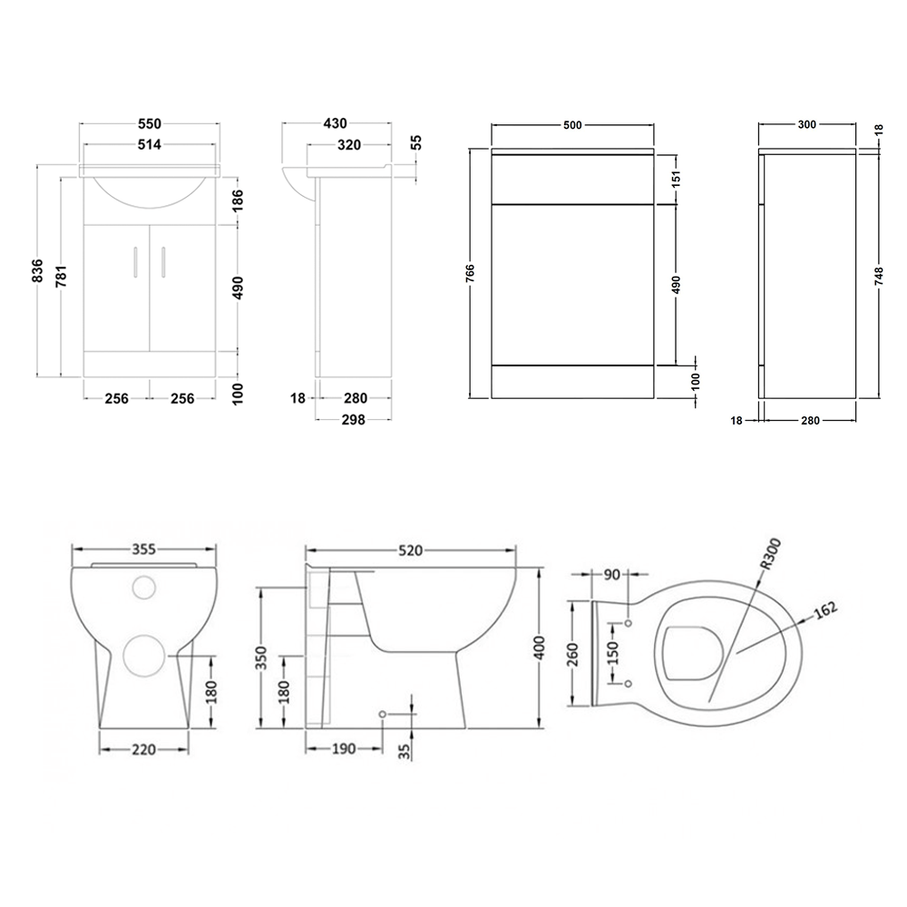 Vellamo Alpine 1050mm 2 Door Furniture Suite with Back to Wall Toilet & Concealed Cistern - Gloss White
