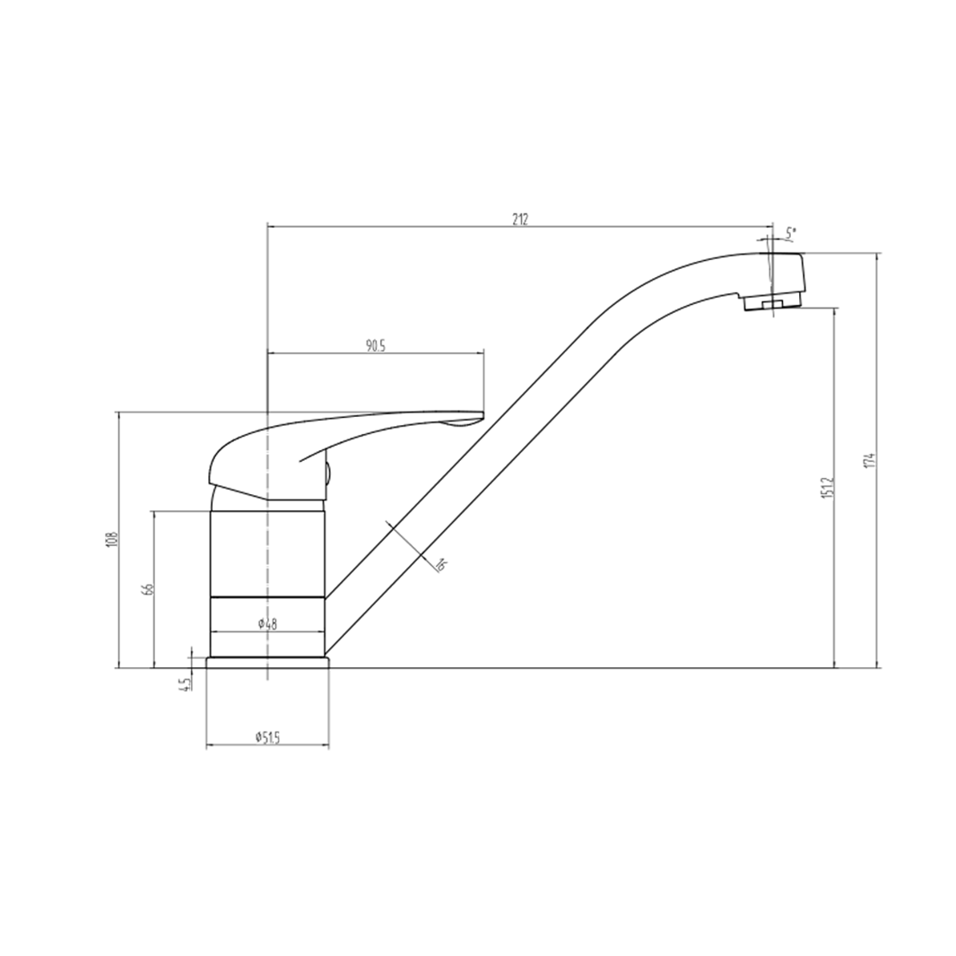 Vellamo Echo Single Lever Mono Kitchen Mixer - Polished Chrome