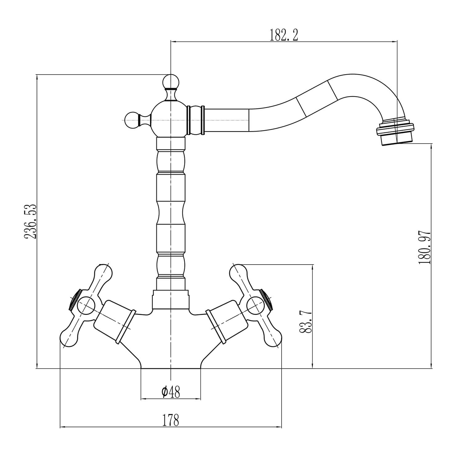 Butler & Rose Alba French Mono Kitchen Mixer - Antique Copper